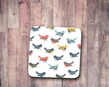 Load image into Gallery viewer, White Scandinavian Birds Design Coasters, Drinks Mat - Shadow bright
