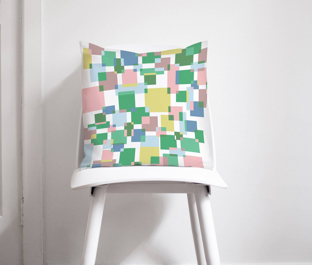 Green Colour Block Cushion with a Geometric Design, Throw Pillow - Shadow bright