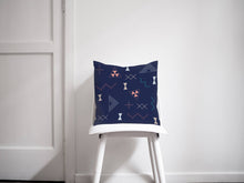 Load image into Gallery viewer, Navy Blue Cushion with Kilim Design, Throw Pillow - Shadow bright
