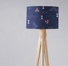 Load image into Gallery viewer, Navy Blue Lampshade with a Kilim Design, Ceiling  or Table Lamp Shade - Shadow bright
