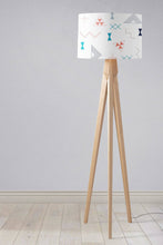 Load image into Gallery viewer, White Lampshade with Coral, Turquoise and Navy Blue Kilim Design, Ceiling or Table Lamp Shade - Shadow bright
