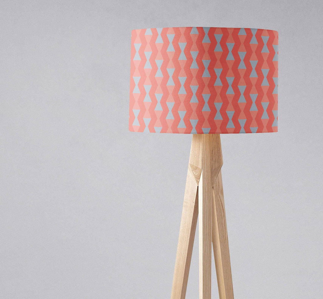 Coral and Grey Mid century Modern Retro Lampshade - Shadow bright