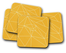 Load image into Gallery viewer, Yellow Coasters with a White Line Geometric Design, Table Decor Drinks Mat - Shadow bright
