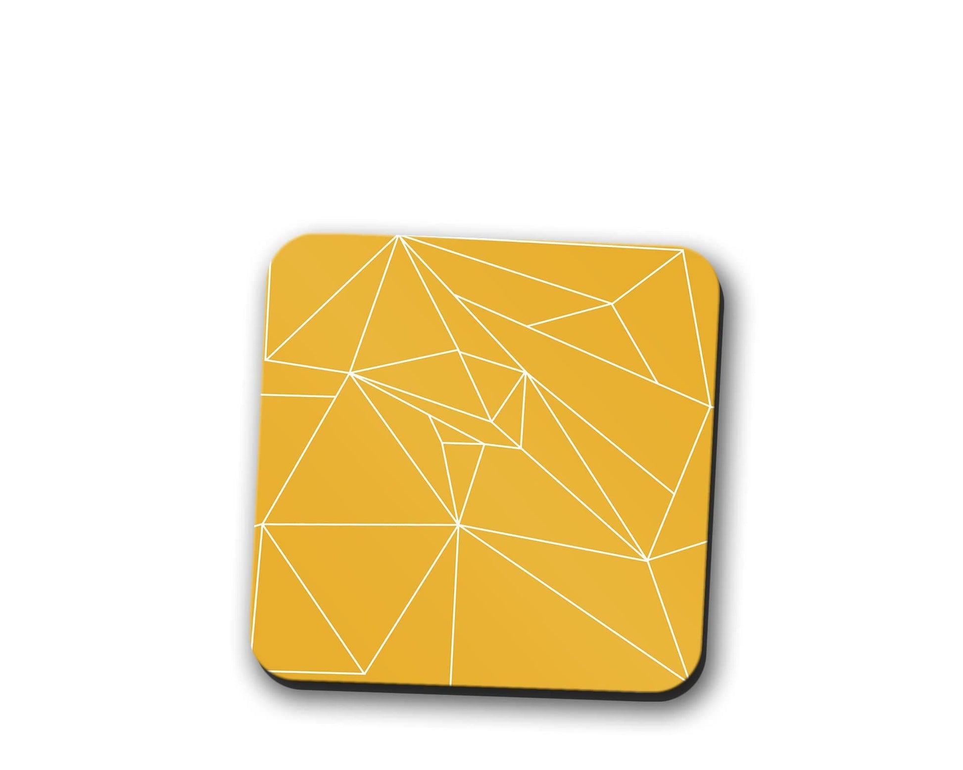 Yellow Coasters with a White Line Geometric Design, Table Decor Drinks Mat - Shadow bright