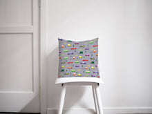 Load image into Gallery viewer, Grey Cushion with a Multicoloured Cars Design, Throw Pillow - Shadow bright
