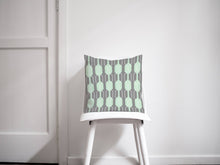 Load image into Gallery viewer, Grey and Mint Green Geometric Design Cushion, Throw Pillow - Shadow bright
