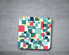 Load image into Gallery viewer, Colour Block Coasters in Green, Red and Yellow, Table Decor Drinks Mat - Shadow bright
