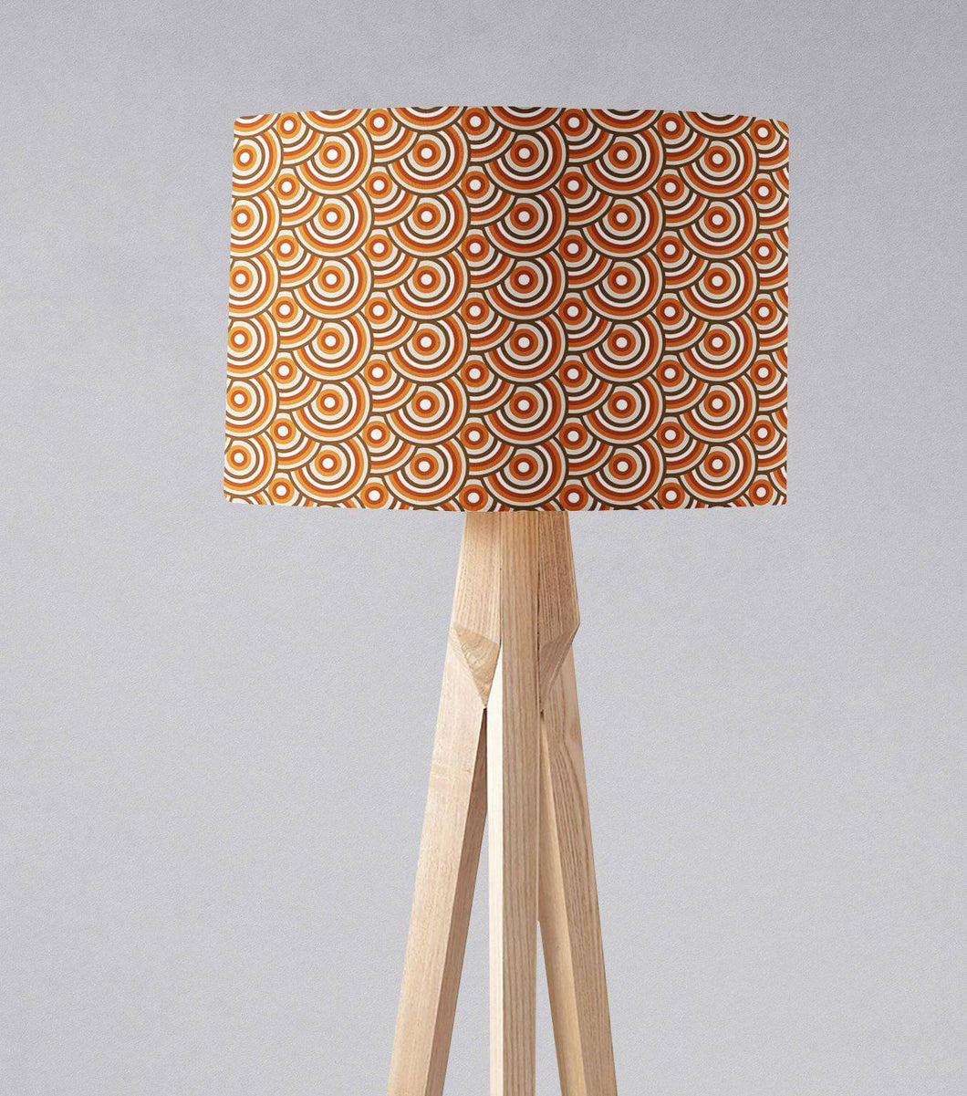 Brown Retro 1970's Circles Design Lampshade, Ceiling or Table Lamp Shade - Shadow bright
