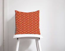 Load image into Gallery viewer, Orange Cushion with a 70&#39;s Retro Circles Design, Throw Pillow - Shadow bright
