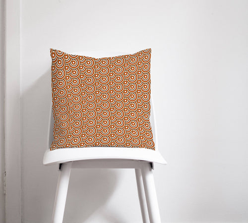 Brown Cushion with a Brown Circles 70's Retro Design, Throw Pillow - Shadow bright