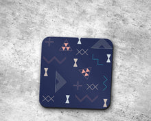 Load image into Gallery viewer, Navy Blue Coasters with a Coral and Turquoise Kilim Design, Table Decor Drinks Mat - Shadow bright
