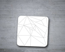 Load image into Gallery viewer, White Coasters with a Grey Geometric Line Design, Table Decor Drinks Mat - Shadow bright
