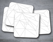 Load image into Gallery viewer, White Coasters with a Grey Geometric Line Design, Table Decor Drinks Mat - Shadow bright
