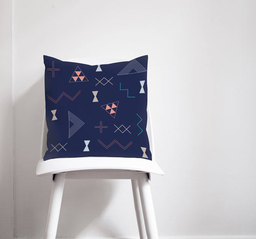 Navy Blue Cushion with Kilim Design, Throw Pillow - Shadow bright