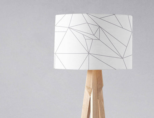 White Lampshade with a Grey Lines Geometric Design, Ceiling or Table Lamp Shade - Shadow bright