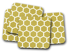 Load image into Gallery viewer, Mustard Yellow Coasters with a White Hexagon Design, Table Decor Drinks Mat - Shadow bright

