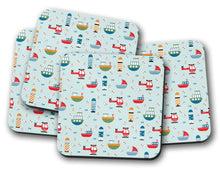 Load image into Gallery viewer, Pale Blue Coasters with a Seaside Design, Table Decor Drinks Mat - Shadow bright
