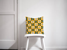 Load image into Gallery viewer, Yellow and Navy Blue Geometric Design Cushion, Throw Pillow - Shadow bright
