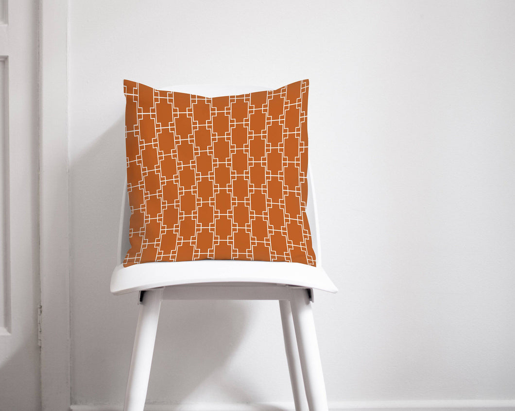 Orange Cushion with a Geometric Squares Design, Throw Pillow - Shadow bright