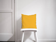 Load image into Gallery viewer, Yellow Cushion with a White Geometric Design, Throw Pillow - Shadow bright
