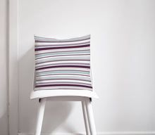 Load image into Gallery viewer, Purple and Duck Egg Blue Striped Cushion, Throw Pillow - Shadow bright
