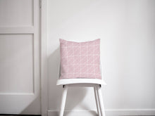 Load image into Gallery viewer, Pink Cushion with a White Geometric Design, Throw Pillow - Shadow bright
