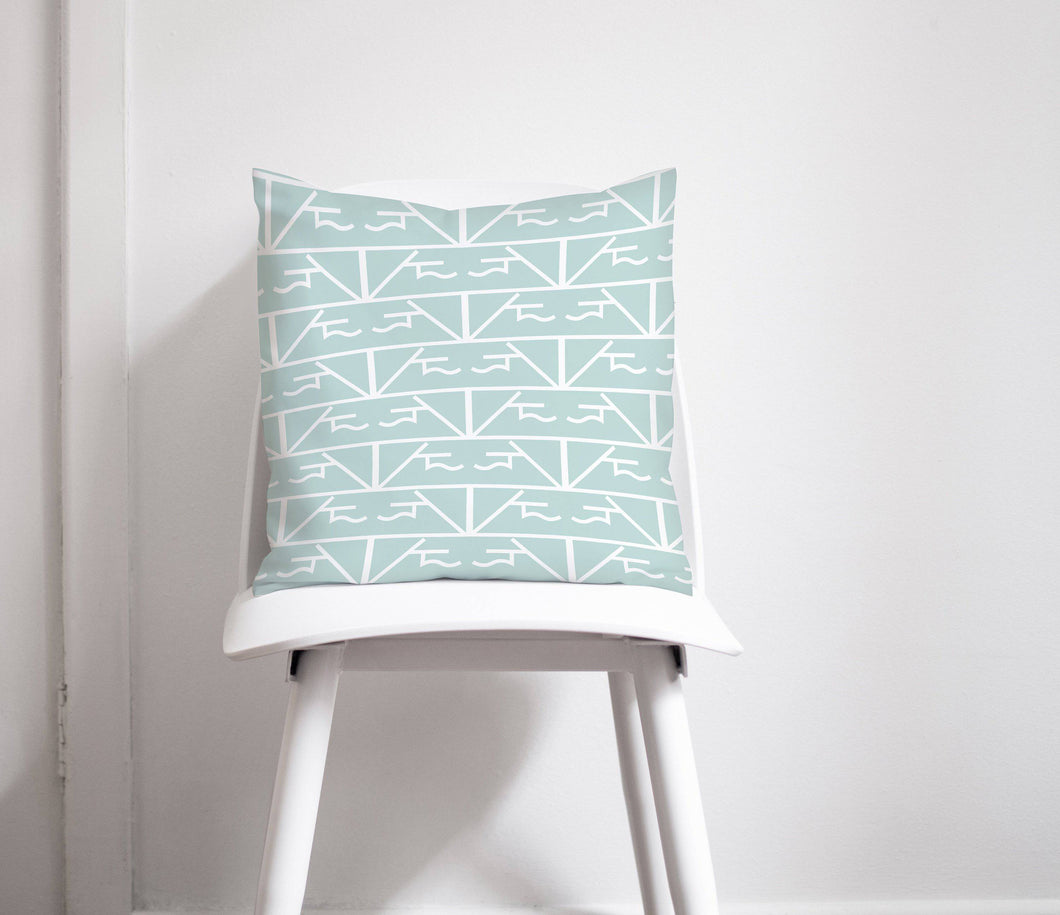 Green and White Geometric Design Cushion, Throw Pillow - Shadow bright