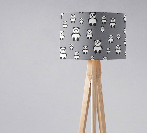 Grey Lampshade with a Panda Design, Ceiling or Table Lamp Shade - Shadow bright