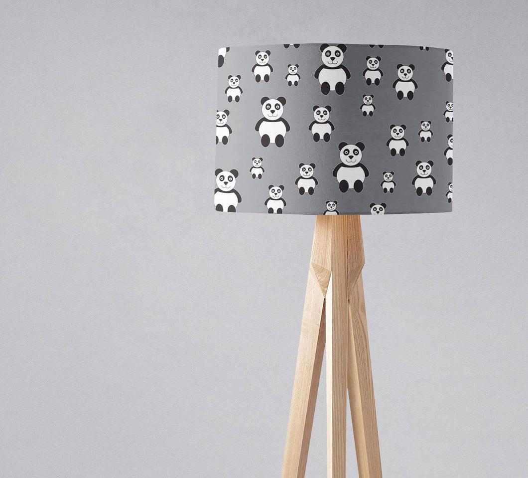 Grey Lampshade with a Panda Design, Ceiling or Table Lamp Shade - Shadow bright