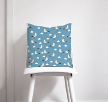 Load image into Gallery viewer, Blue Cushion with a Seagull Design, Throw Pillow - Shadow bright
