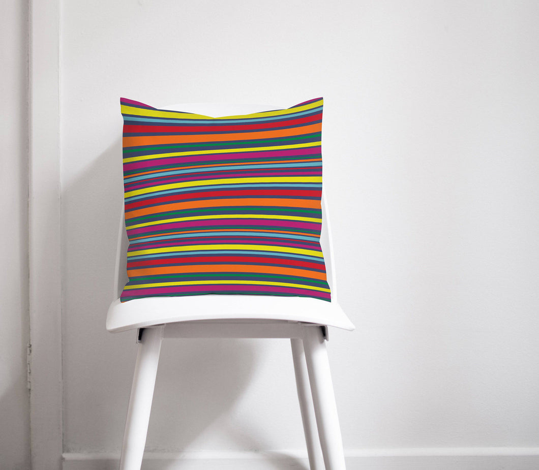 Rainbow Striped Design Cushion, Throw Pillow - Shadow bright