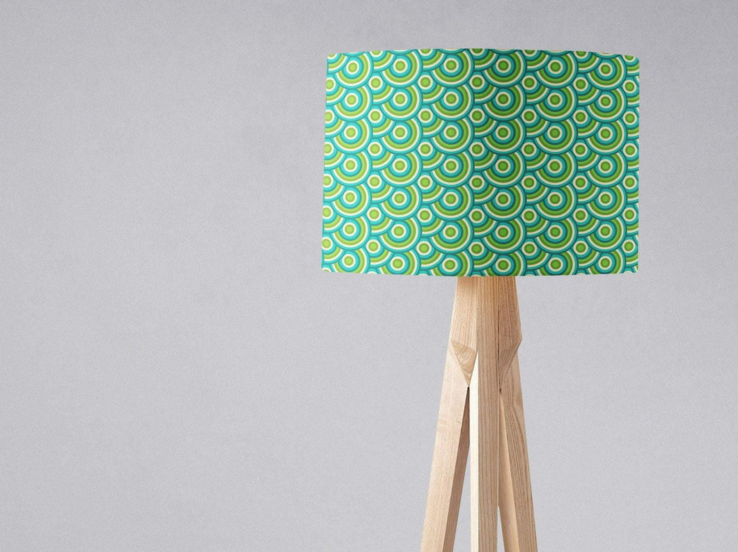 Green with a 70's Retro Circles DesignLampshade, Ceiling or Table Lamp Shade - Shadow bright