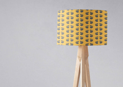 Yellow Lampshade with Outdoors Theme Paw Print Design, Ceiling or Table Lamp Shade - Shadow bright