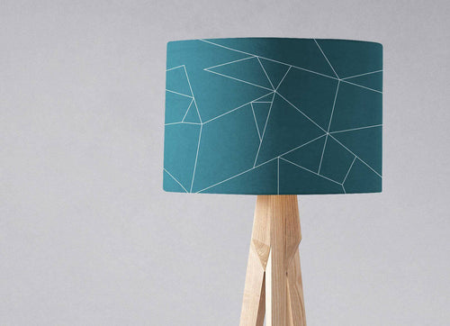 Teal Lampshade with White Lines Geometric Design, Ceiling or Table Lamp - Shadow bright