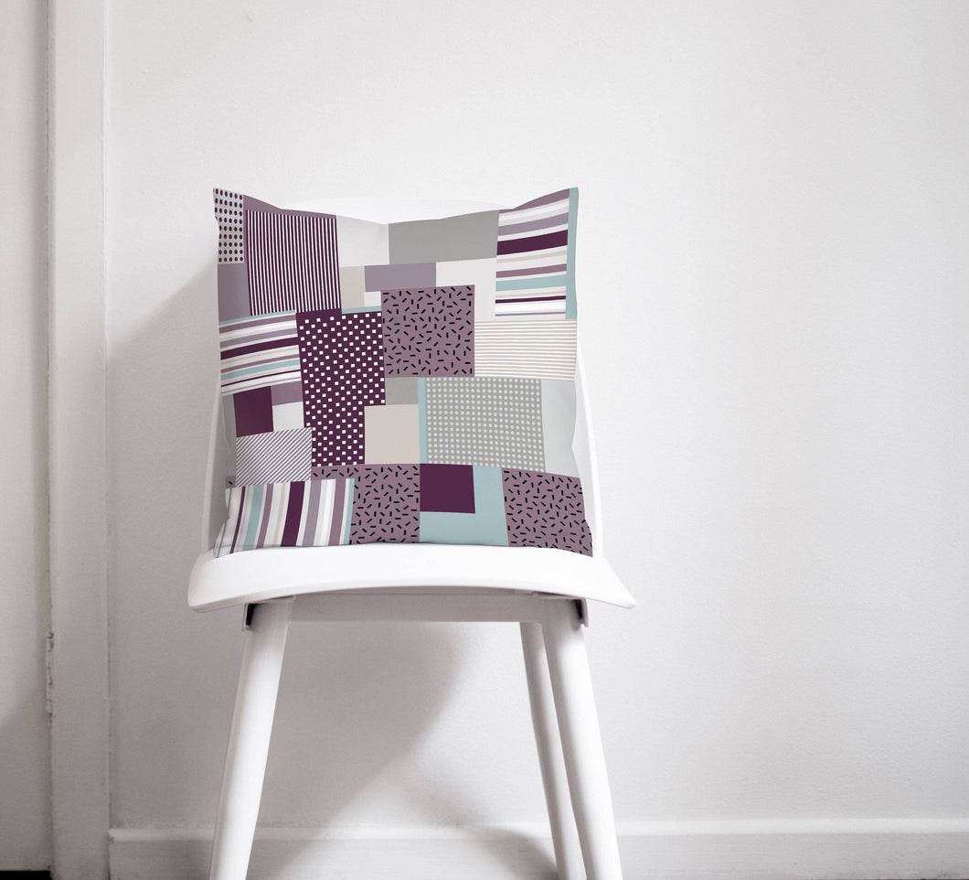 Purple Memphis Design Cushion, Throw Pillow - Shadow bright