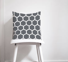 Load image into Gallery viewer, Grey Cushion with a White Hexagon Design, Throw Pillow - Shadow bright
