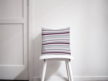 Load image into Gallery viewer, Purple and Duck Egg Blue Striped Cushion, Throw Pillow - Shadow bright
