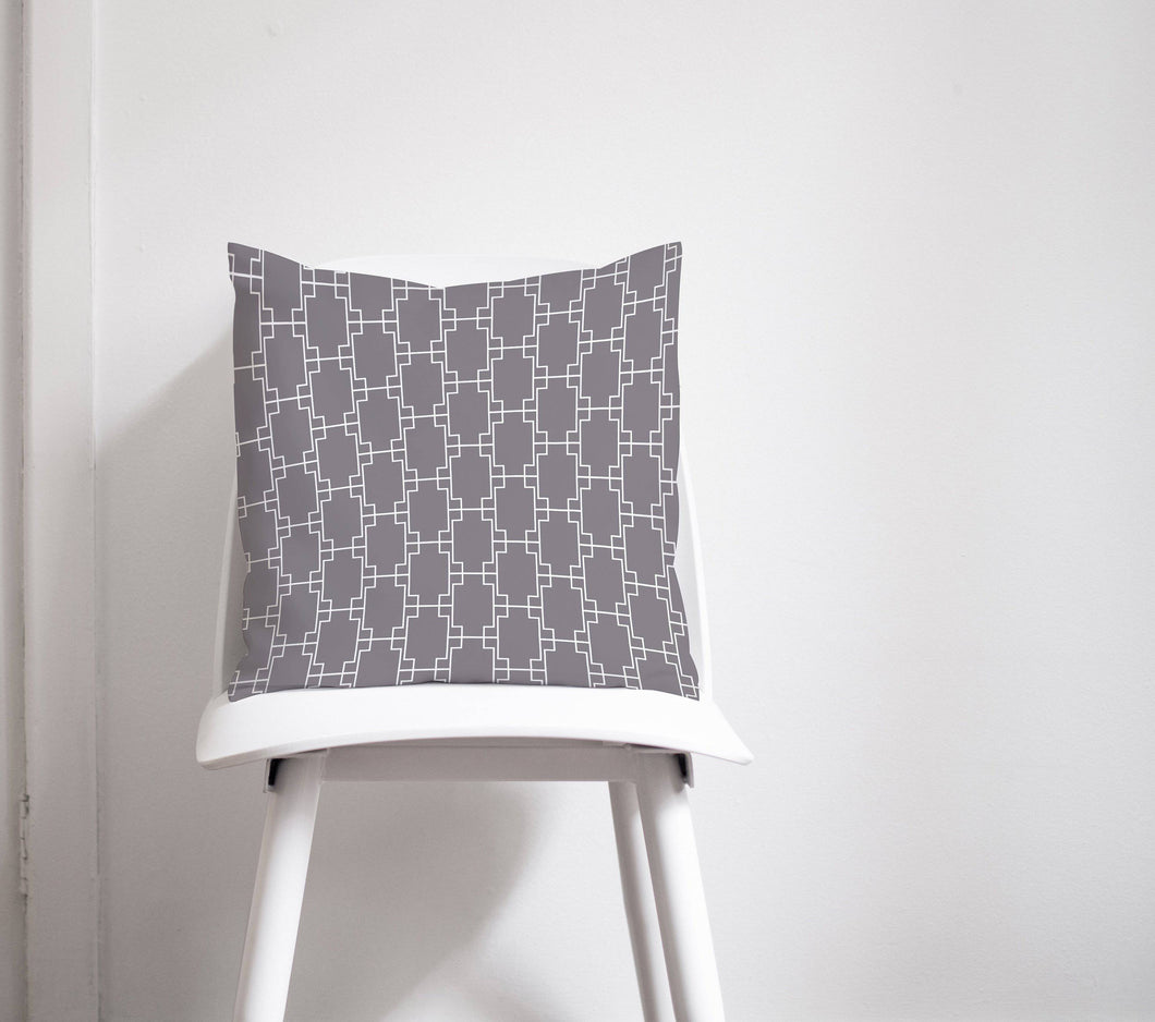 Grey Cushion with a Geometric Squares Design, Throw Pillow - Shadow bright