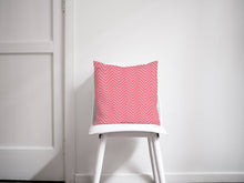 Load image into Gallery viewer, Pink Cushion with a White Chevron Design, Throw Pillow - Shadow bright
