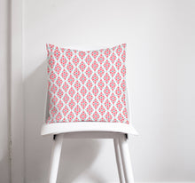 Load image into Gallery viewer, Pink Cushion with a White and Blue Geometric Design, Throw Pillow - Shadow bright
