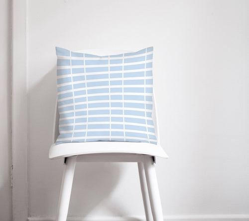 Pale Blue Cushions with a White Stripe Design, Throw Pillow - Shadow bright