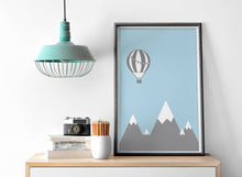 Load image into Gallery viewer, Light Blue Hot Air Balloon Design Wall Art, Poster, Print - Shadow bright
