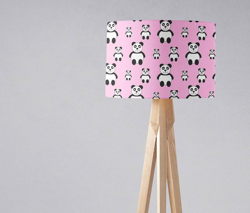 Pink Lampshade with Panda Design, Ceiling or Table Lamp Shade - Shadow bright