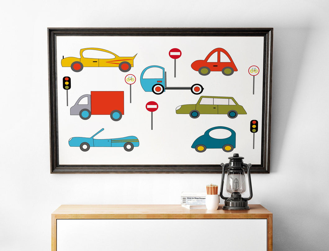 Cars Travel Print Wall Art, Poster - Shadow bright