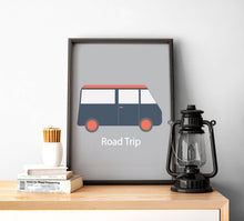 Load image into Gallery viewer, Grey Road Trip Camper Van Wall Art, Poster, Print - Shadow bright
