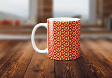 Load image into Gallery viewer, Orange Circles Retro Design Mug, Tea or Coffee Cup - Shadow bright
