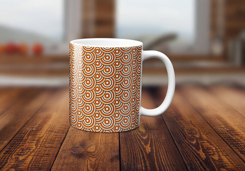 Brown Retro 70's Design Mug, Tea or Coffee Cup - Shadow bright