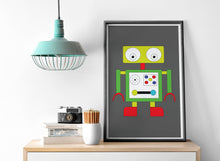 Load image into Gallery viewer, Grey Background with Robot Design Wall Art, Poster, Print - Shadow bright
