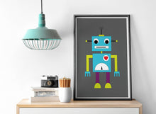 Load image into Gallery viewer, Grey Background with Robot Design Wall Art, Poster, Print - Shadow bright
