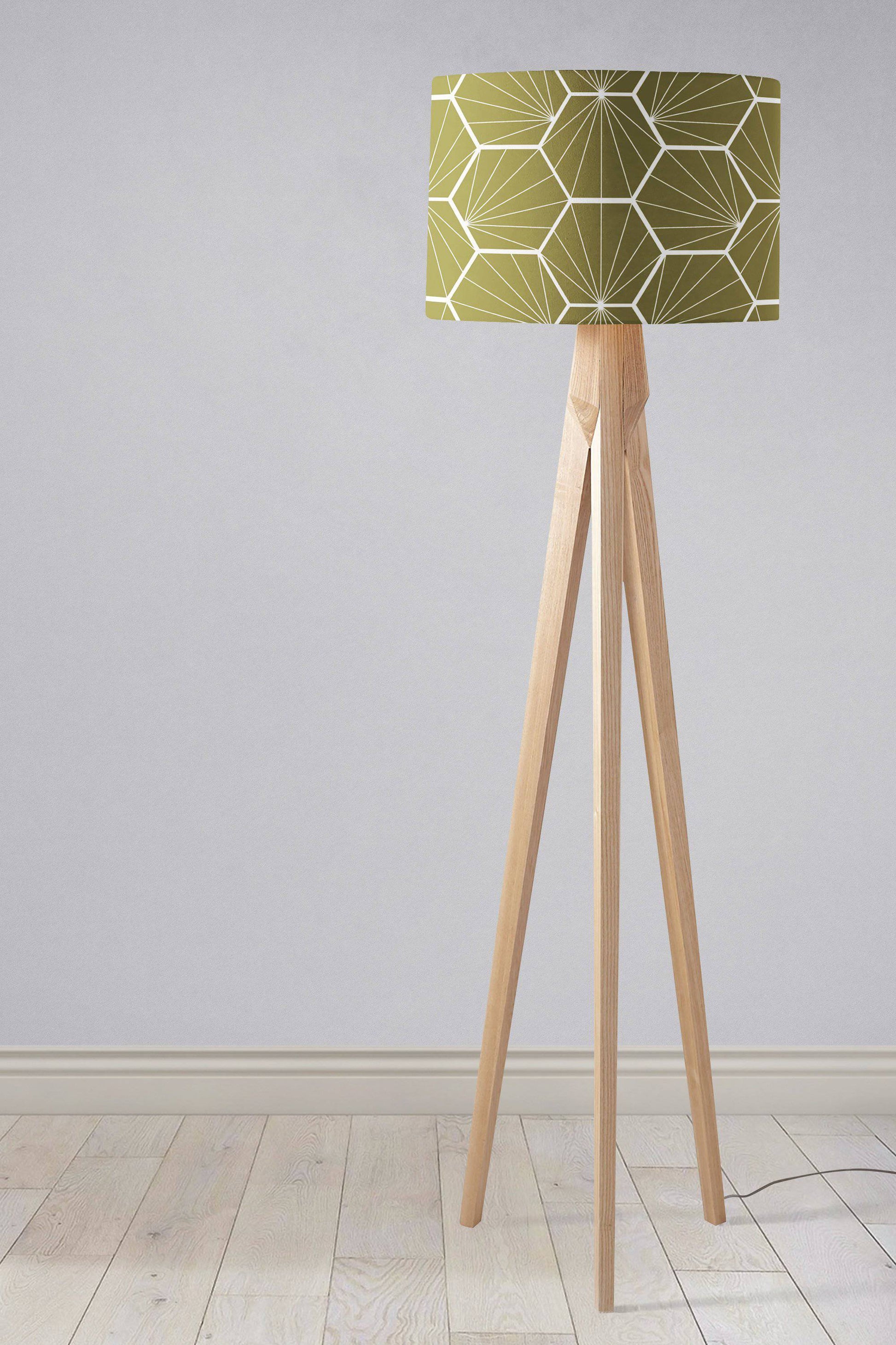 Olive Green Hexagon Design Geometric Lampshade, Ceiling or Table Lamp Shade - Shadow bright